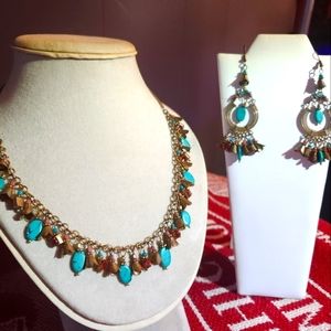 Handmade bohemian necklace and earing set